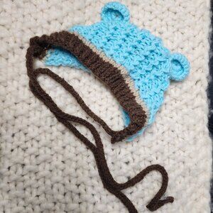 Brown and Blue Baby Bear Hat